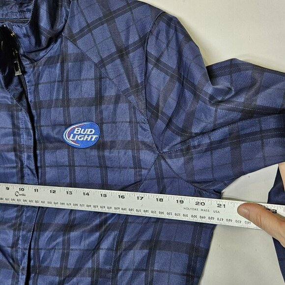 North End Sport Bud Light Womens Jacket Blue Plaid Full zip Lightweight Size L - Picture 14 of 16